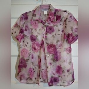 Dress Barn medium sheer floral top (Rox455)